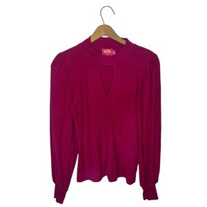 Nation LTD Fuchsia Long Sleeve Keyhole Top Women’s Small Pima Cotton Shirt